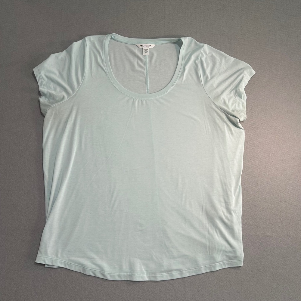 Athleta Stratus II Tee Womens 1X Mint Green Scoop Neck Modal Blend Short Sleeve